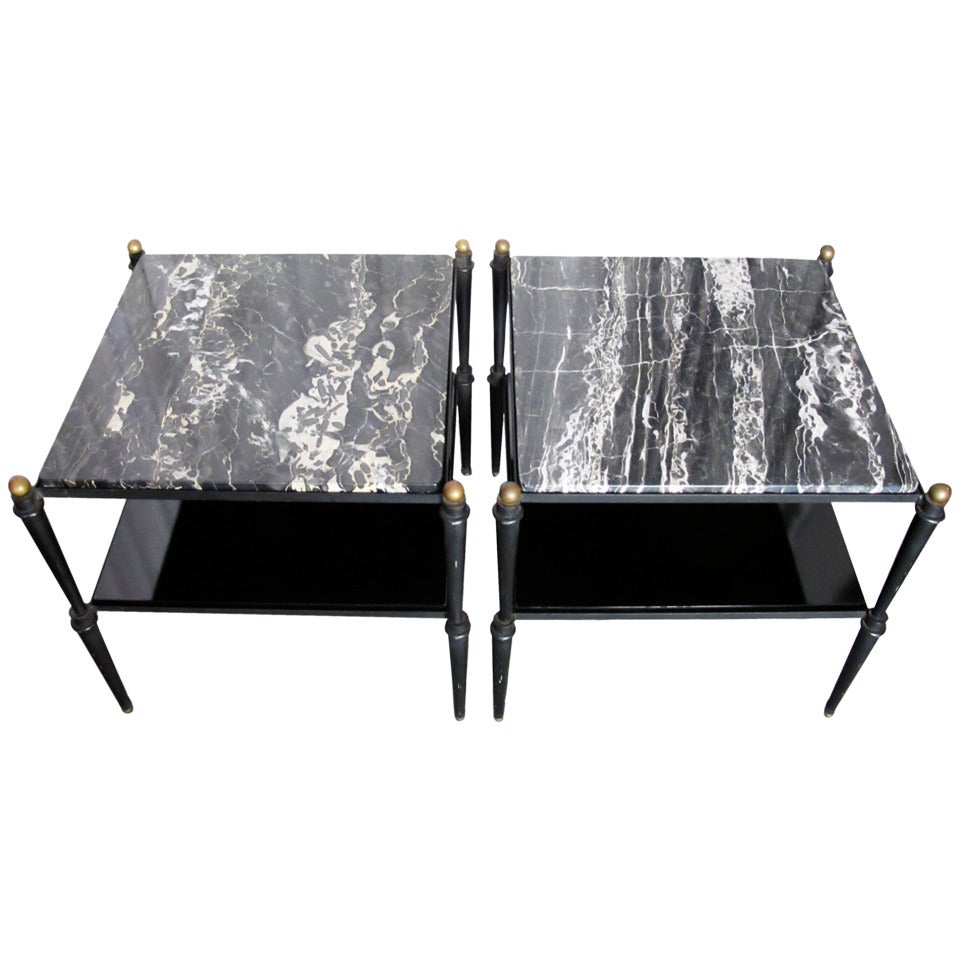 A Handsome Pair of Iron and Marble Tables