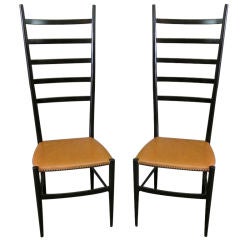 Pair of Tall Italian Ladder Back Chairs