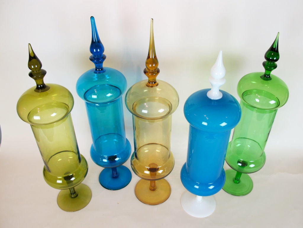 Tall Italian Murano Glass Covered Jars For Sale 7