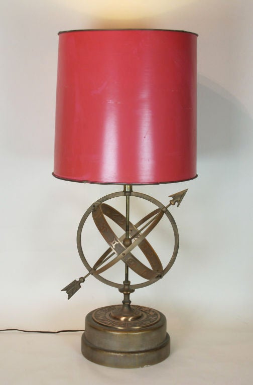 Decorative Bronze 1940's Armillary Table Lamp