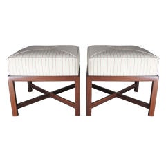 Pair of Mid Century X-Base Stools or Ottomans 3