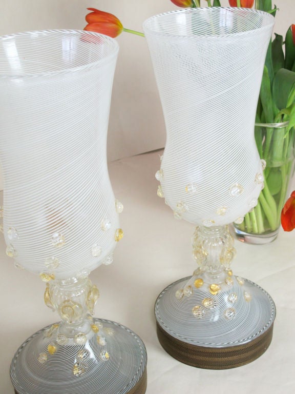 Pair of Murano Glass Hurricanes