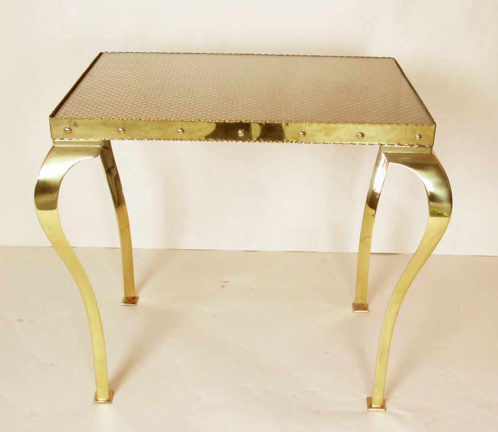 Pair of Elegant Brass Tables with Cabriole Legs