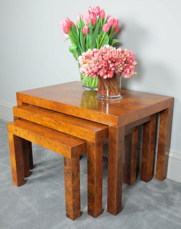 American Burl Nesting Tables Designed by Milo Baughman for Directional