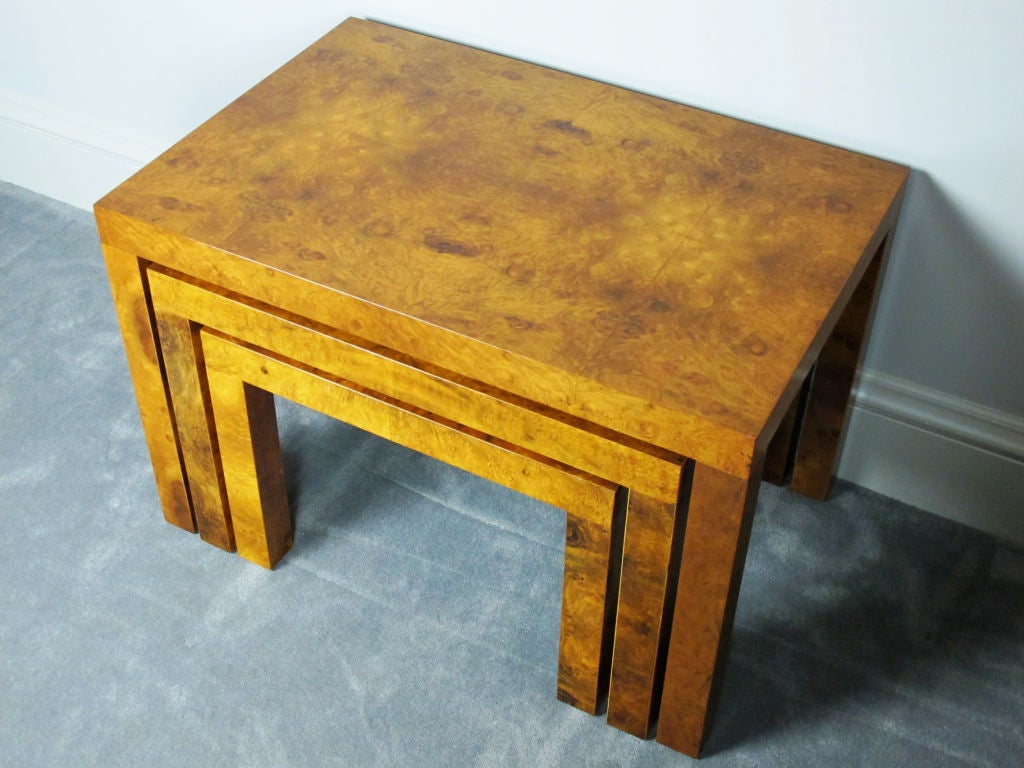 20th Century Burl Nesting Tables Designed by Milo Baughman for Directional