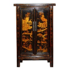 19th Century Gilt Painted Tapered Oriental Cabinet.