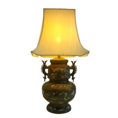 Antique Bronze Cloisonne Urn Lamp Donald Deskey