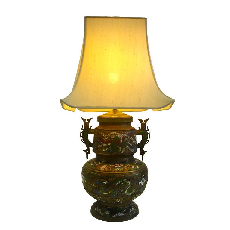 Bronze Cloisonne Urn Lamp Donald Deskey For Sale