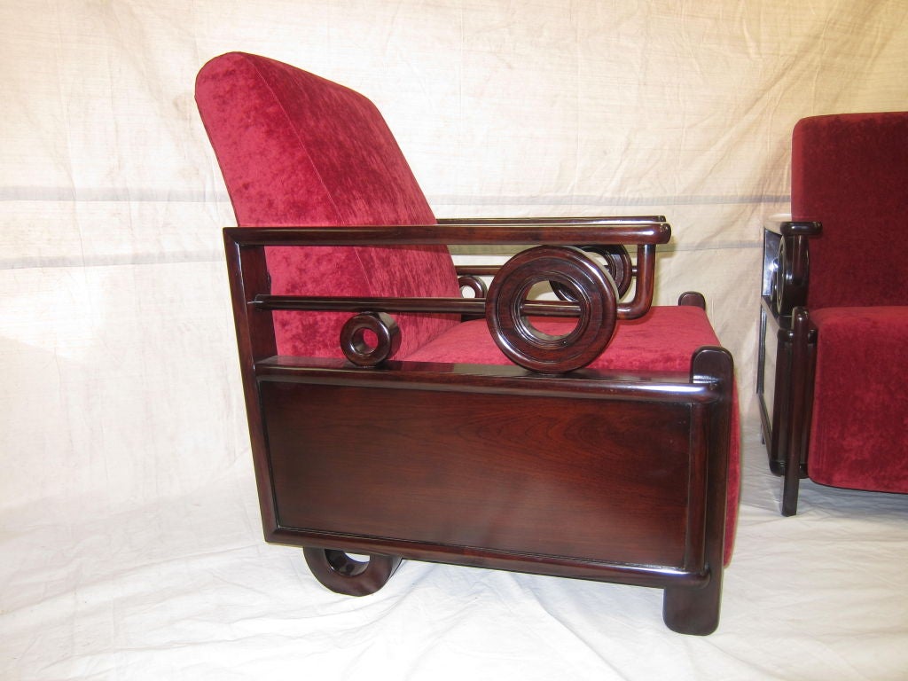 Chinese Art Deco Club Chairs For Sale