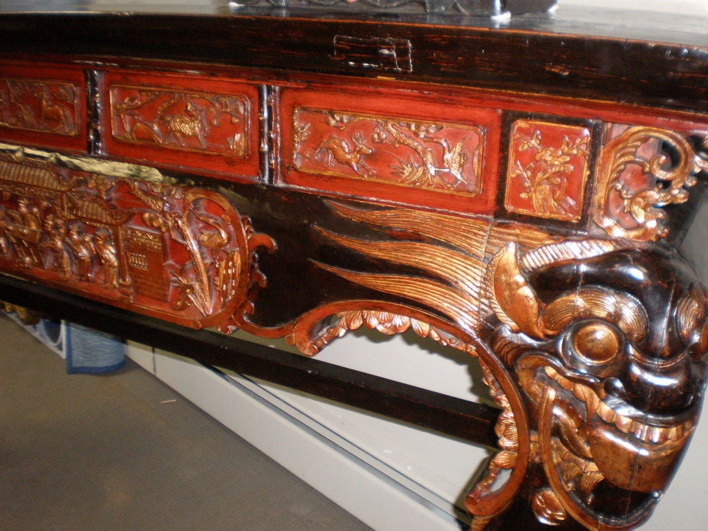 Qing Dynasty 19th Century Altar Table/Console Highly Decorated Circa 1870