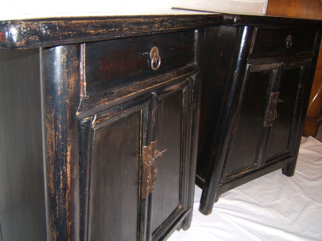 Pair Antique Chinese Two Door Cabinets
