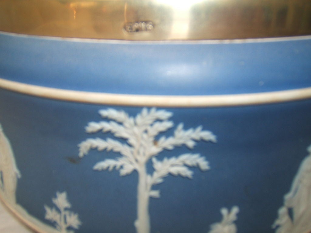 English 19th Century Wedgwood Salad Bowl With Serving Utensils.