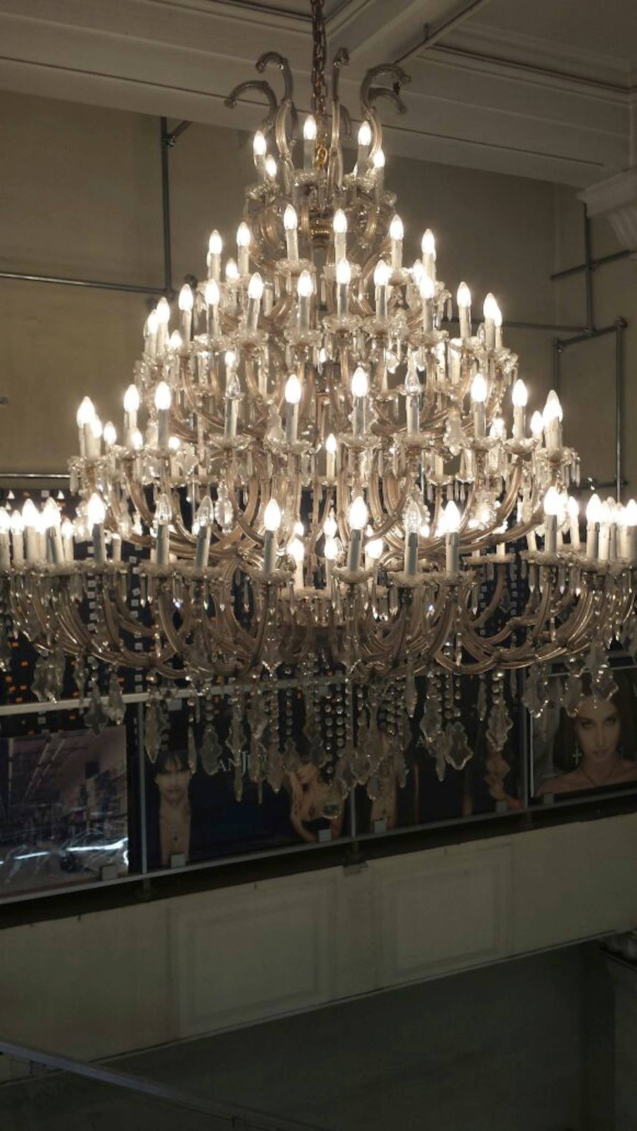 Mid-20th Century Giant Original Pair of Chandeliers  Maria Theresa