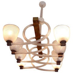 Spectacular Chandelier 8 lights "reticello" by Venini