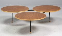 Three circular teak tops by Greta Magnusson