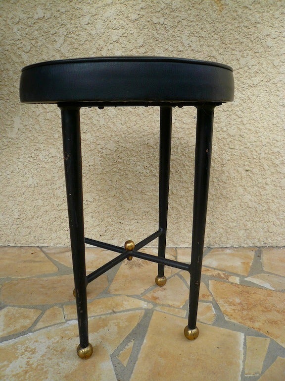 Lacquered Jacques Adnet Desk And Its Matching Stool