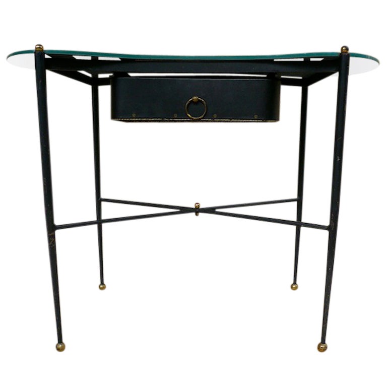 Jacques Adnet Desk And Its Matching Stool