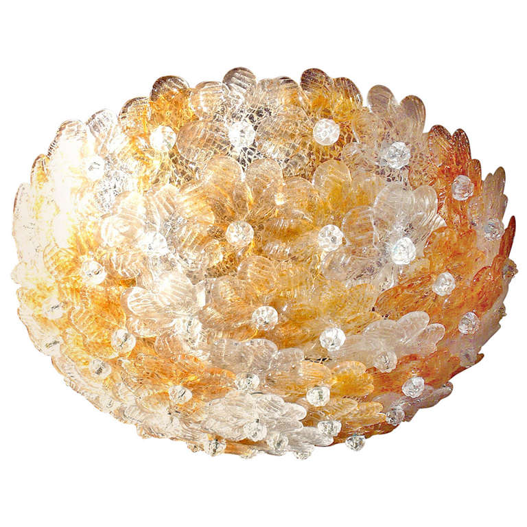 Barovier And Toso Murano Flower Glass Ceiling Light 1950s At