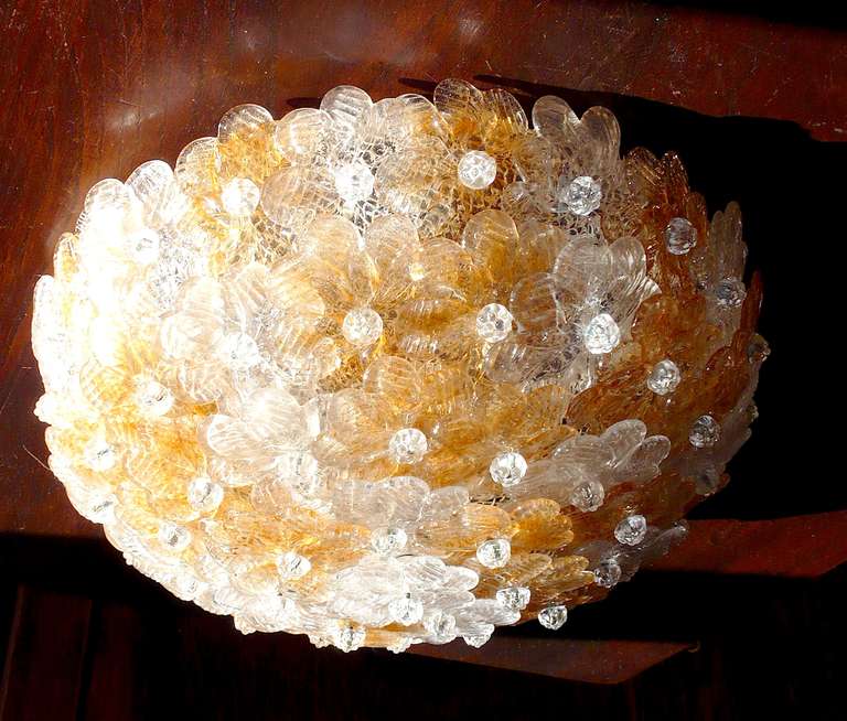 Barovier & Toso Murano Flower Glass Ceiling Light 1950s