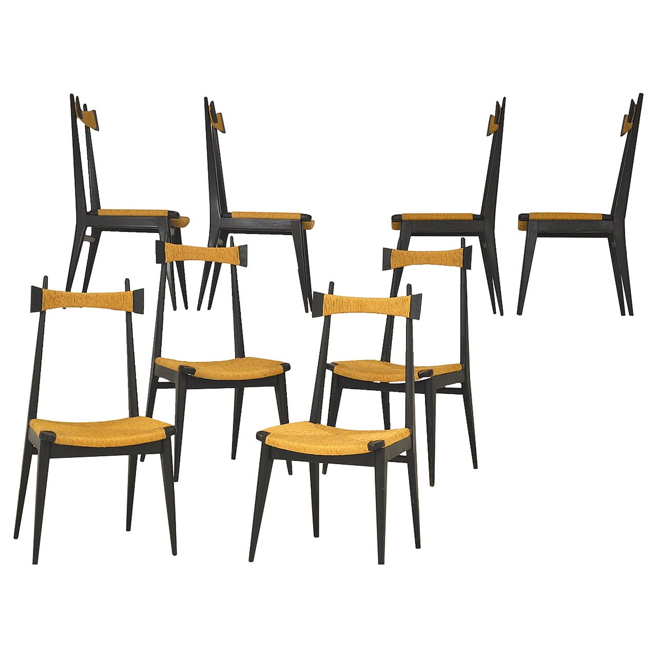 Set of EIght iItalian Chairs in the Style of Gio Ponti