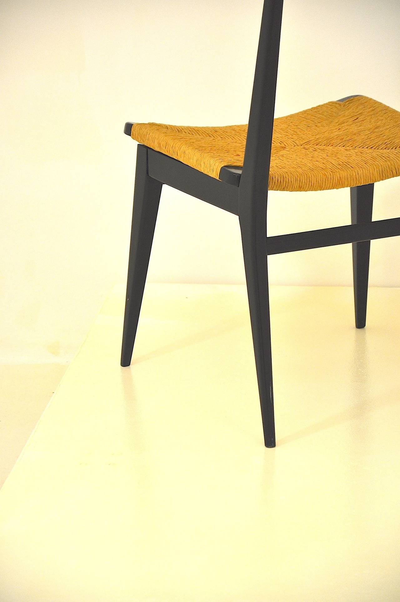 Straw Set of EIght iItalian Chairs in the Style of Gio Ponti