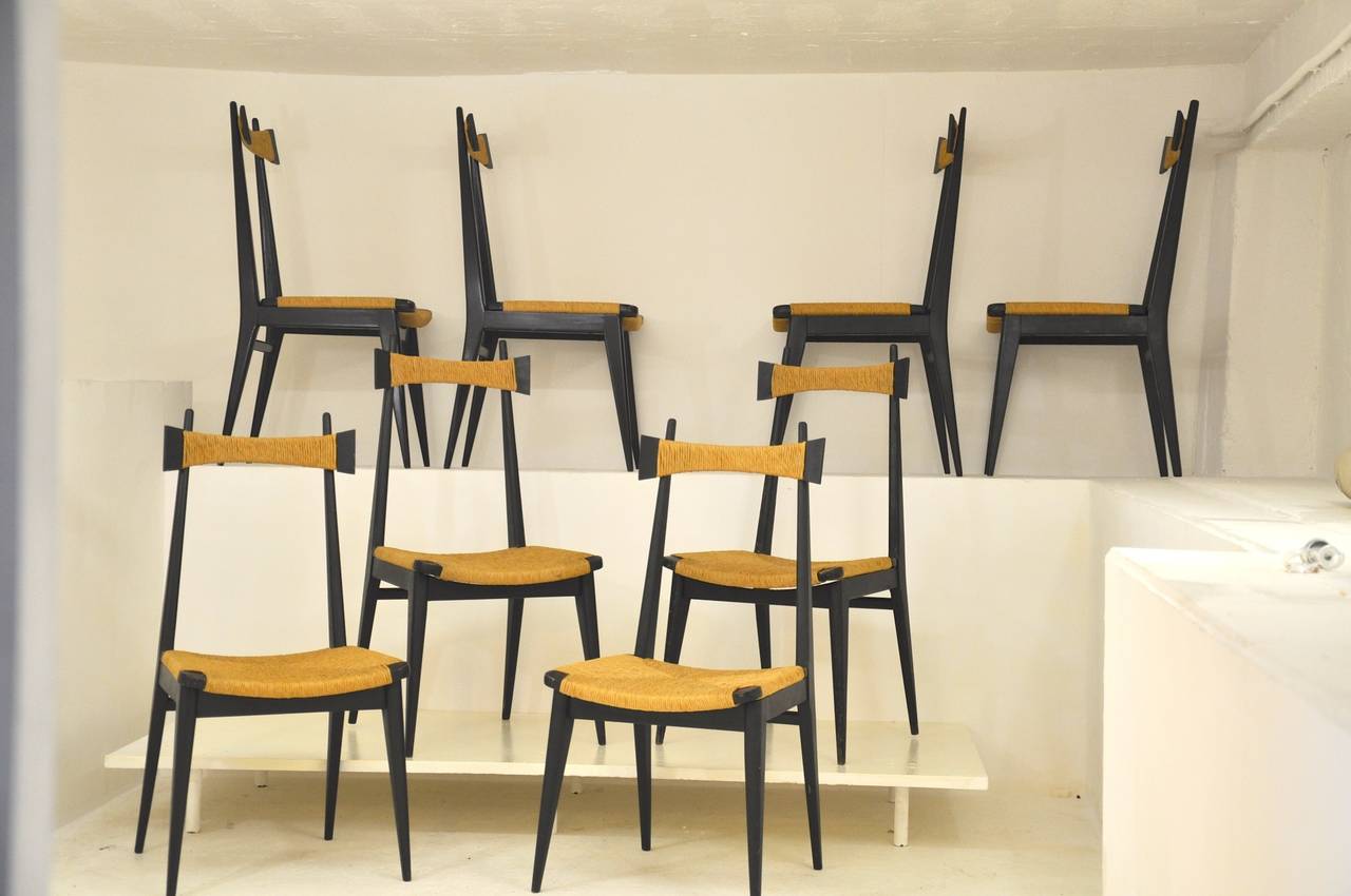 Mid-20th Century Set of EIght iItalian Chairs in the Style of Gio Ponti