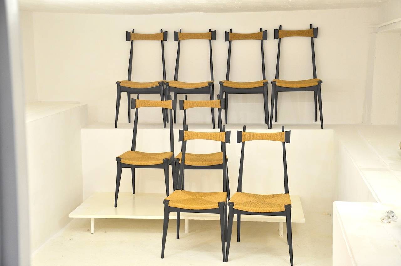 Set of EIght iItalian Chairs in the Style of Gio Ponti In Good Condition In Auribeau sur Siagne, FR