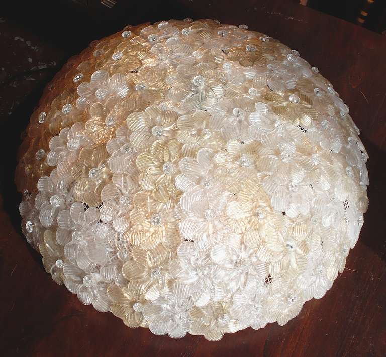 Barovier & Toso Venetian glass flowers basket ceiling
