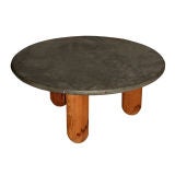 A slate top low table with it's tripod base