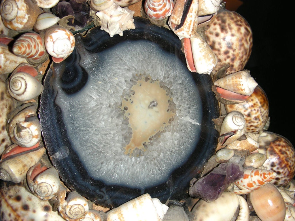 LARGE MIRROR WITH SEMI PRECIOUS STONE FRAME