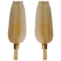 Amazing Pair of Murano Glass Wall Sconces by Barovier 
Toso