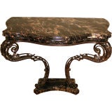 A  Wrought Iron And Marble Console