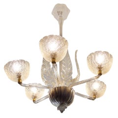 A 6-Light Chandelier Hand Blown In Murano Glass Rugiadoso