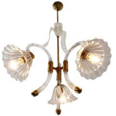 Vintage Pair of 3 "trompettes" chandeliers by ercole Barovier