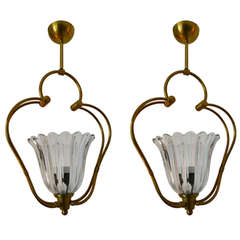 Rare pair of Barovier Murano art deco chandelier Rare pair of Barovier Murano art deco chandelier