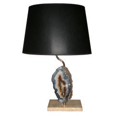 Agath lamp,  travertine base and brass