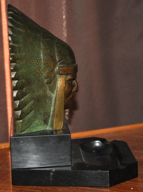 Bronze Indian head ashtray by G. Garreau