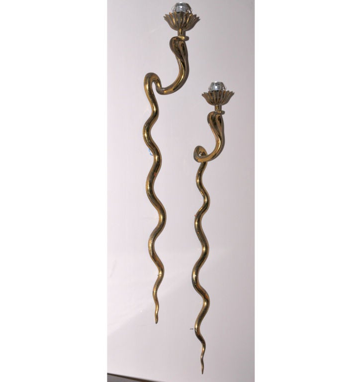 Mid-20th Century Pair of cobra Wall Sconce