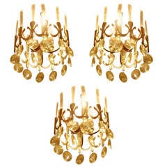Vintage Set of 3 Sciolari Chandeliers