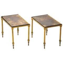 Elegant Pair of Side Tables with Exceptional Glass Top
