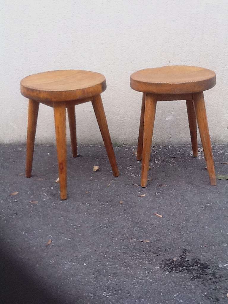 French Pair Of Stool By Charlotte Perriand & Pierre Jeanneret