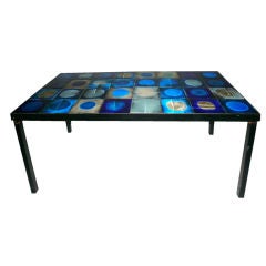 Tile Top Coffee Table with a Metal Base