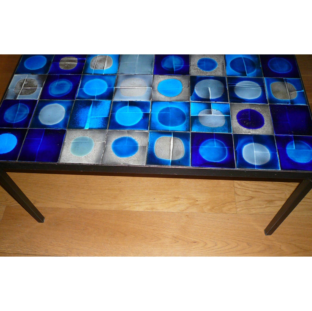 Tile Top Coffee Table with a Metal Base at 1stDibs