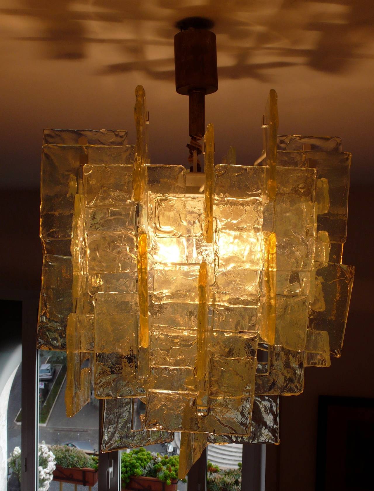Glass Pair of Chandelier by Carlo Nason for Mazzega (1970)