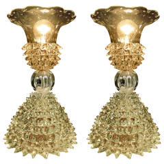 Magnificent pair of Ercole Barovier Lamps (1940)