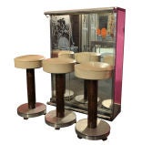 An Art Deco Dry Bar Cabinet with 3 Stools