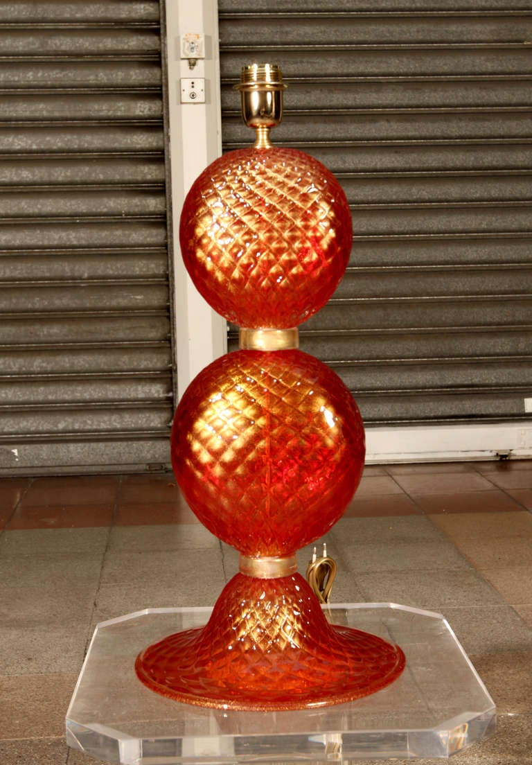 Pair of table lamps in Murano glass. 2