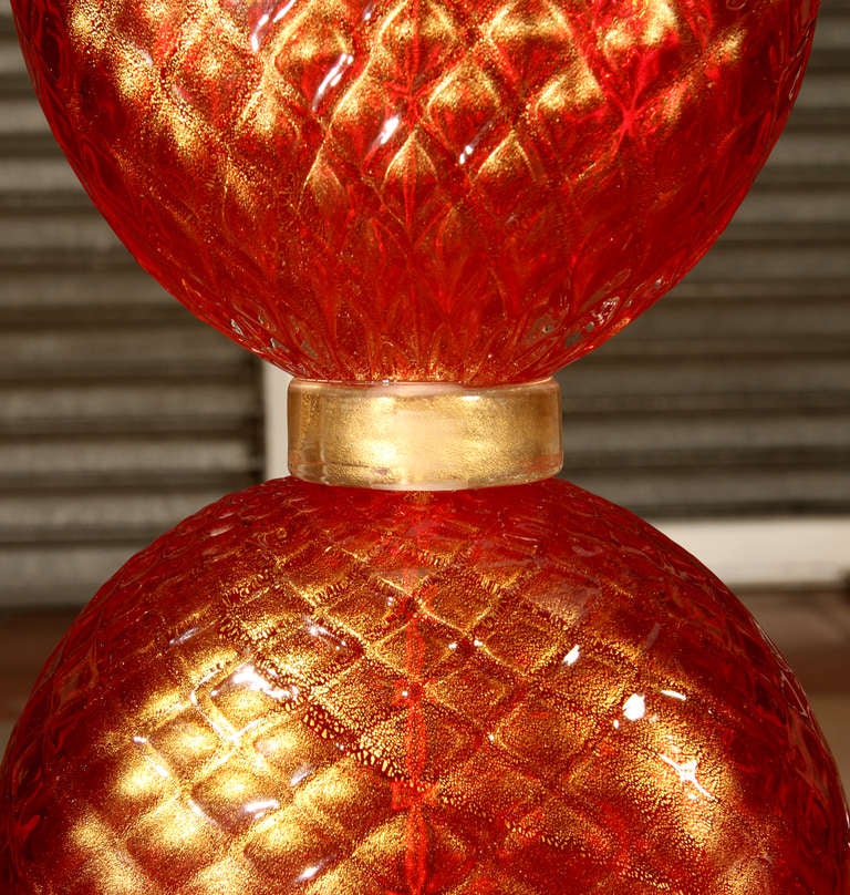 Pair of table lamps in Murano glass. In Excellent Condition In Saint ouen, FR
