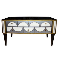 One commode all in mirror, with two drawers.