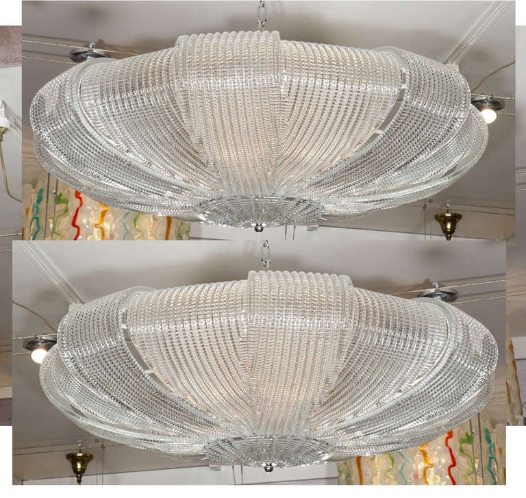 Pair Of Chandeliers In Murano Glass. at 1stdibs